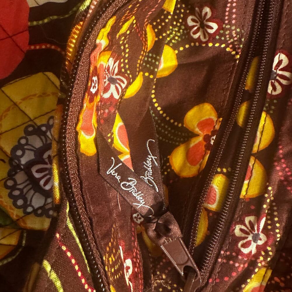 Vera Bradley BowlerBag Retired Buttercup Floral Quilted Handbag Brown Yellow Red - Picture 4 of 7
